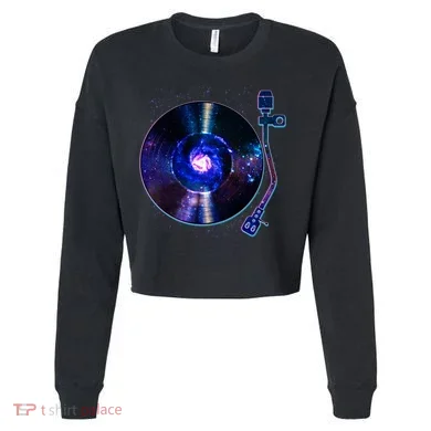Galaxy Record Cropped Pullover Crew
