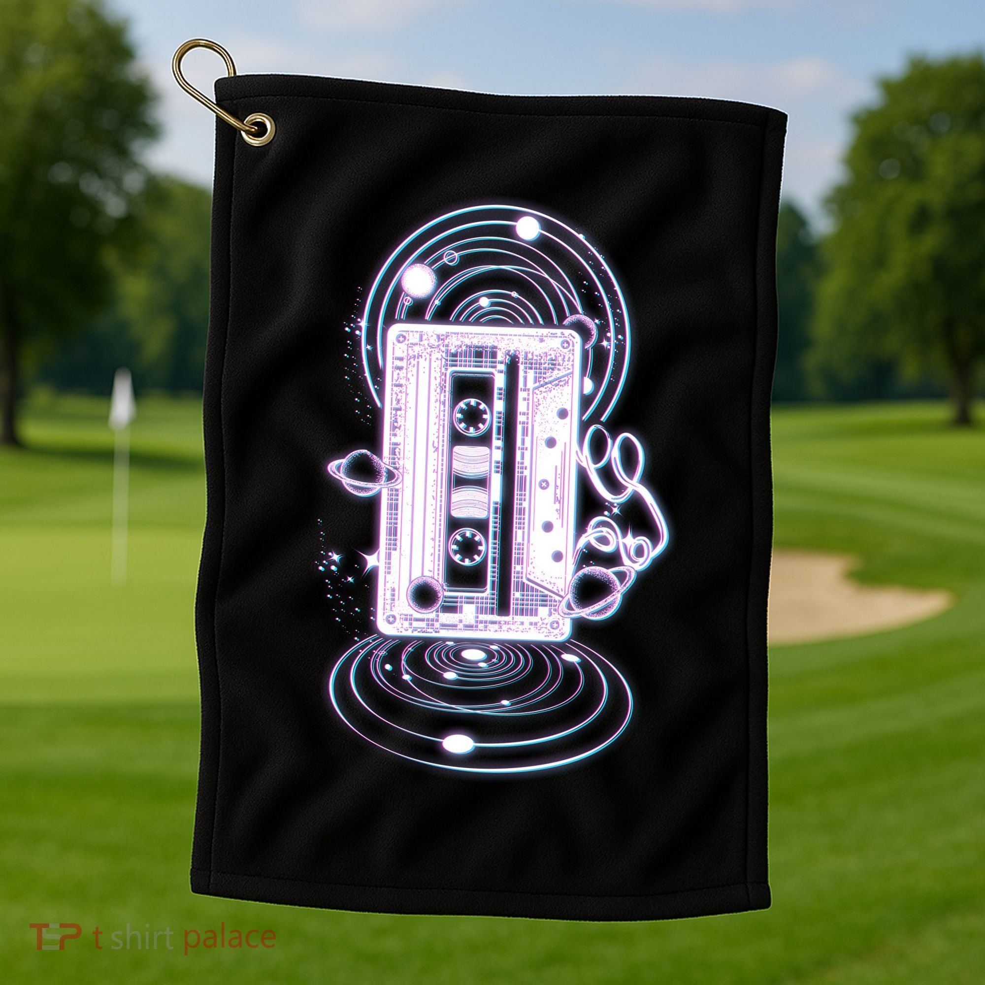 Galaxy Retro Space Cassette Tape Golf Towel