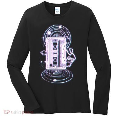 Galaxy Retro Space Cassette Tape Women's Long Sleeve Shirt