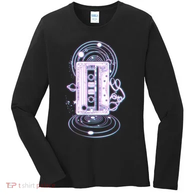 Galaxy Retro Space Cassette Tape Women's Long Sleeve Shirt