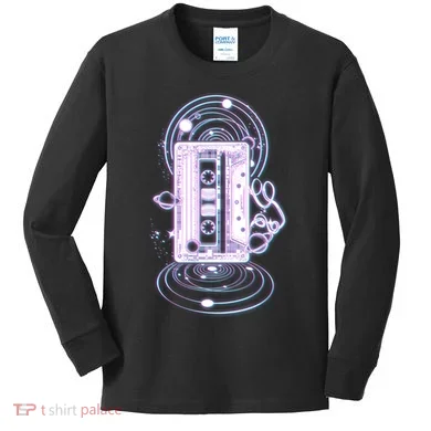 Galaxy Retro Space Cassette Tape Kids Long Sleeve Shirt