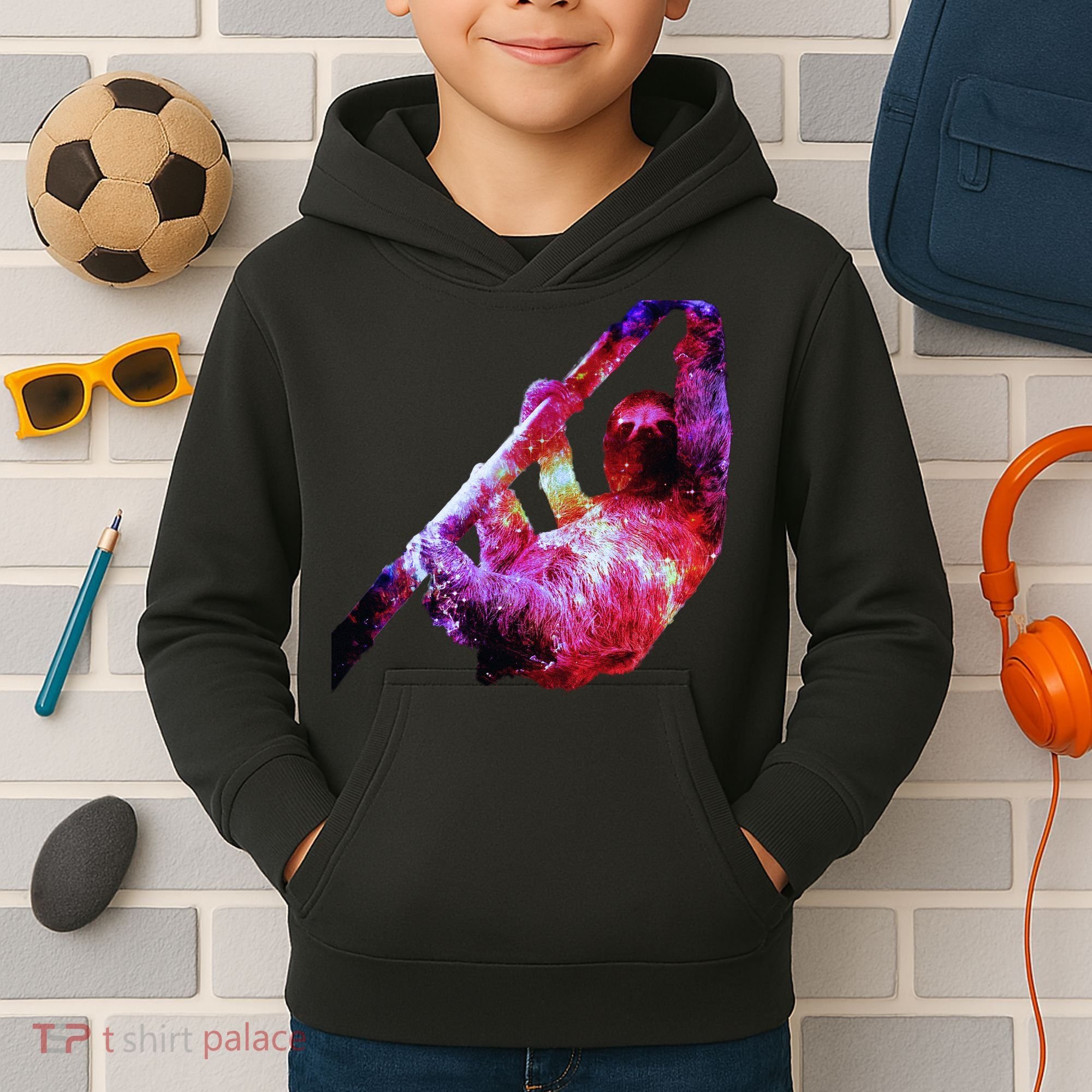 Galaxy Sloth Nebula Kids Hoodie