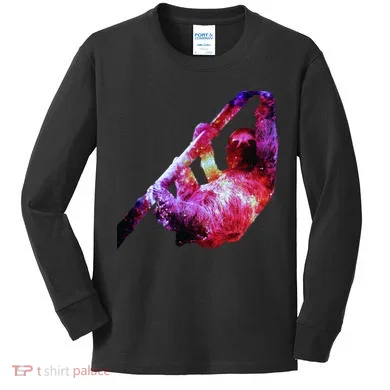 Galaxy Sloth Nebula Kids Long Sleeve Shirt