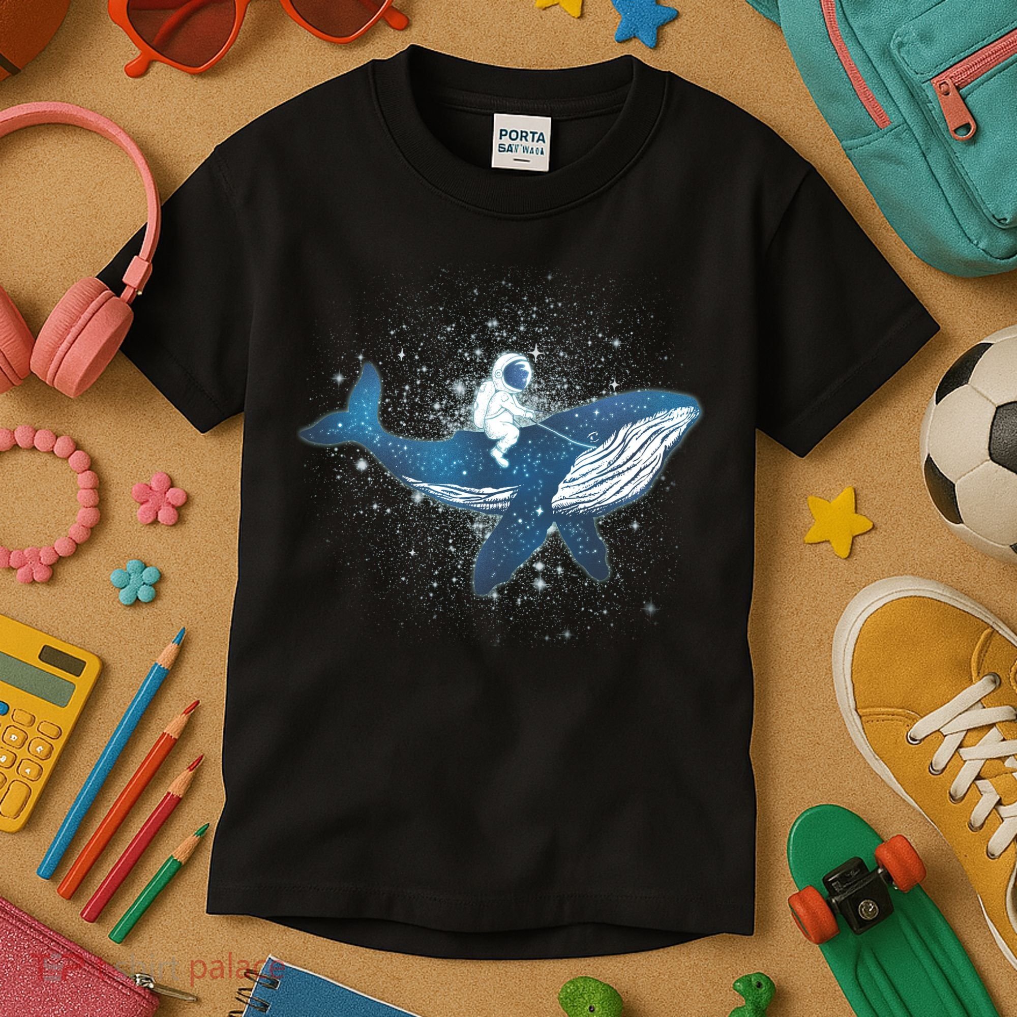 Galaxy Space Astronaut Whale Kids T-Shirt