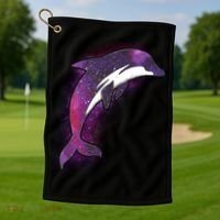 Galaxy Stars Dolphin Golf Towel thumb 1