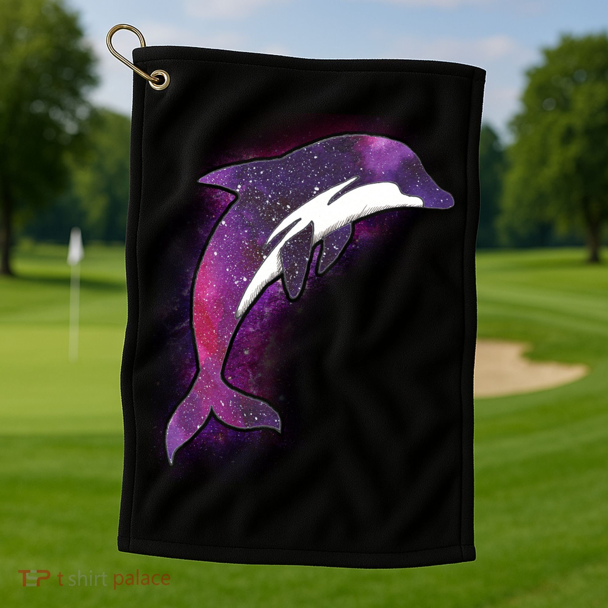 Galaxy Stars Dolphin Golf Towel