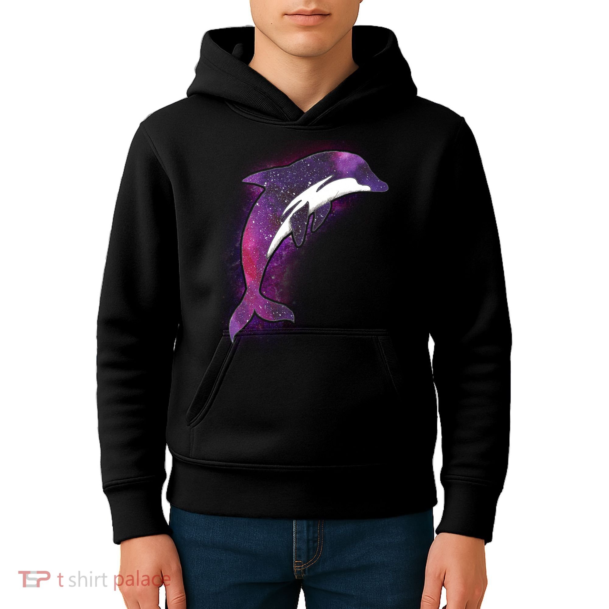 Galaxy Stars Dolphin Kids Hoodie