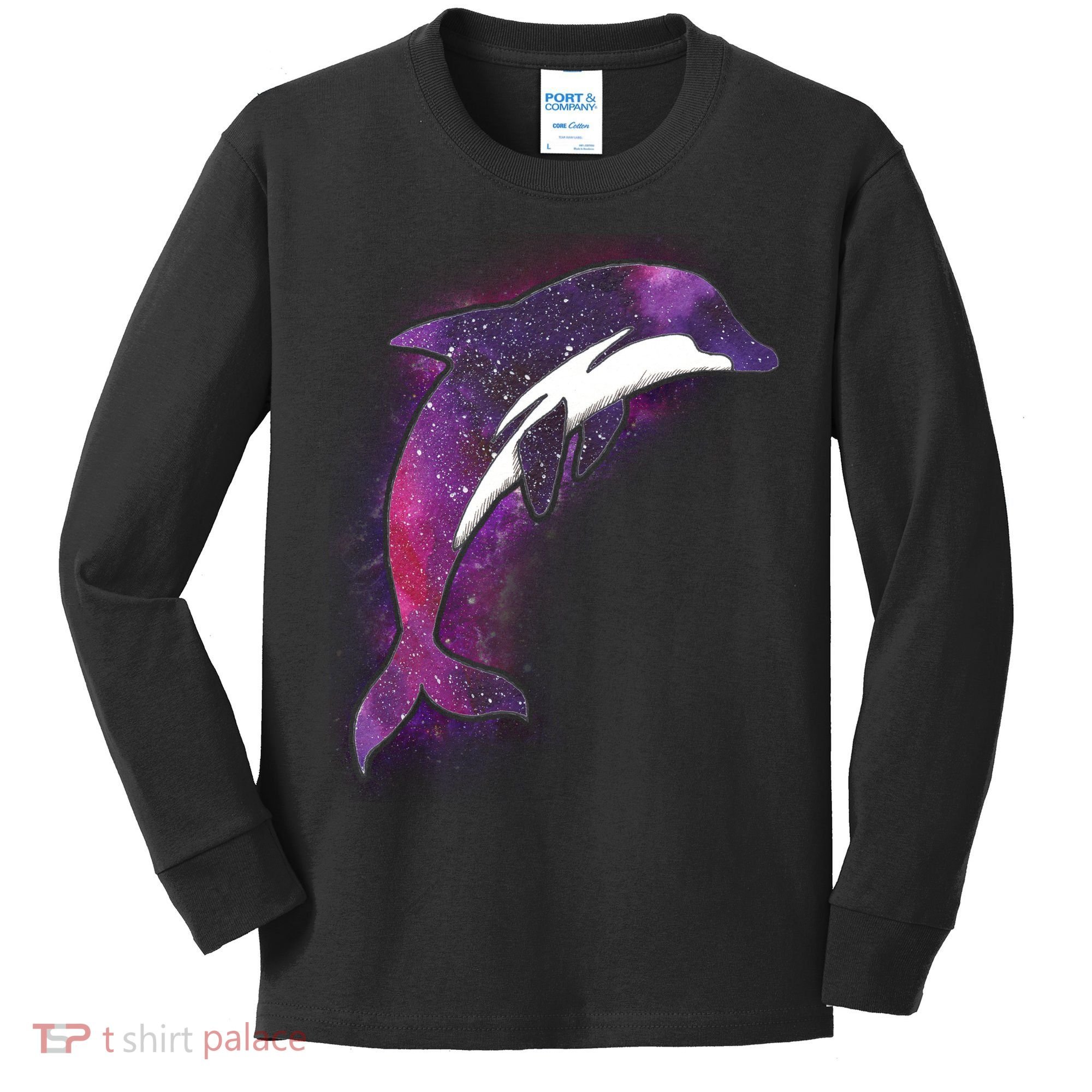Galaxy Stars Dolphin Kids Long Sleeve Shirt
