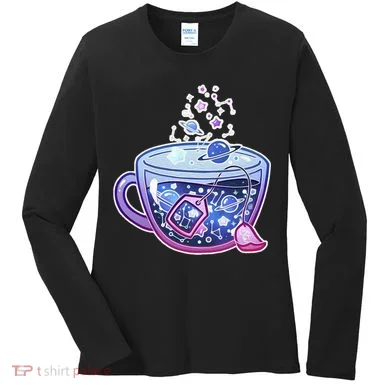 Galaxy Tea Cool Space Graphic Women's Long Sleeve Shirt