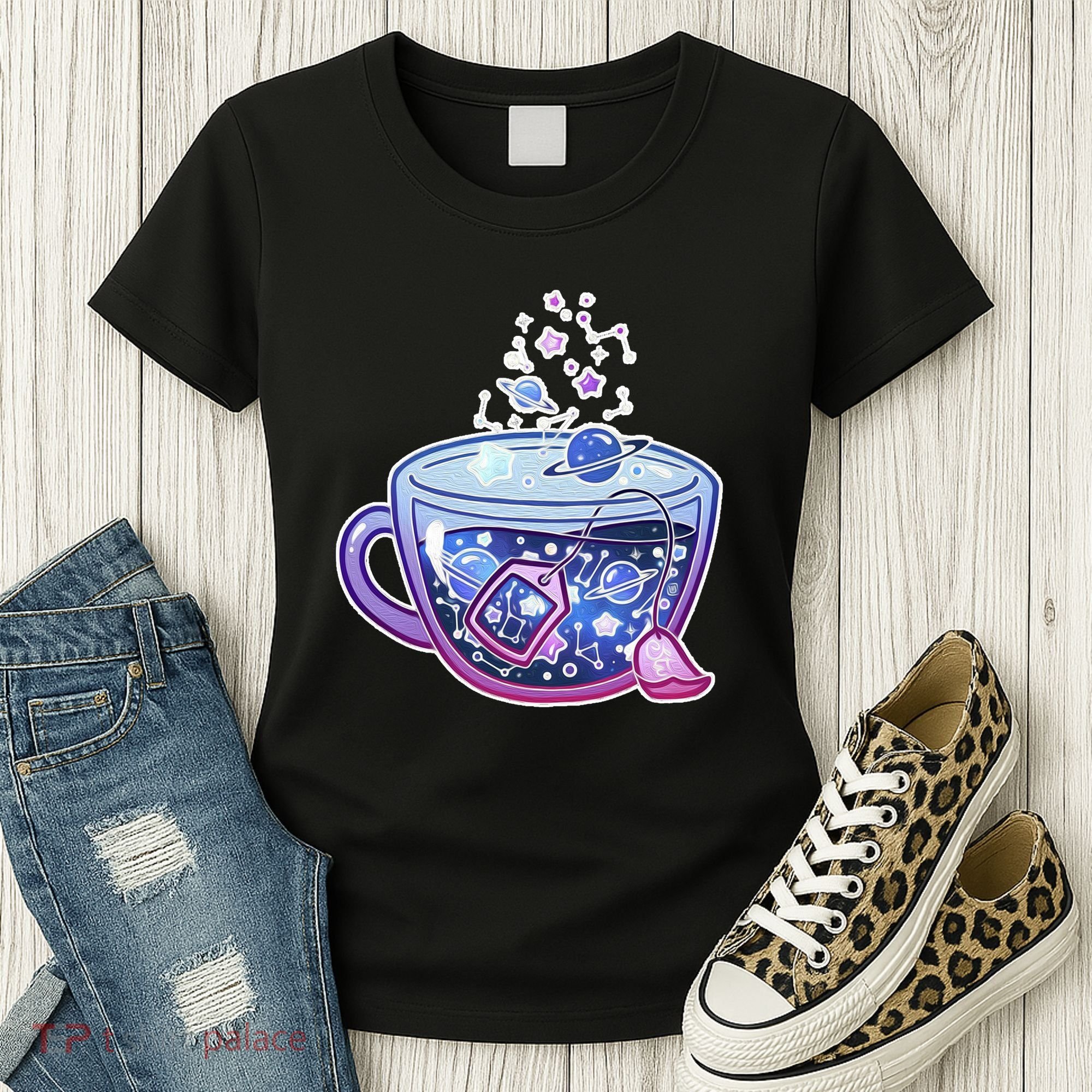 Galaxy Tea Cool Space Graphic Women's T-Shirt