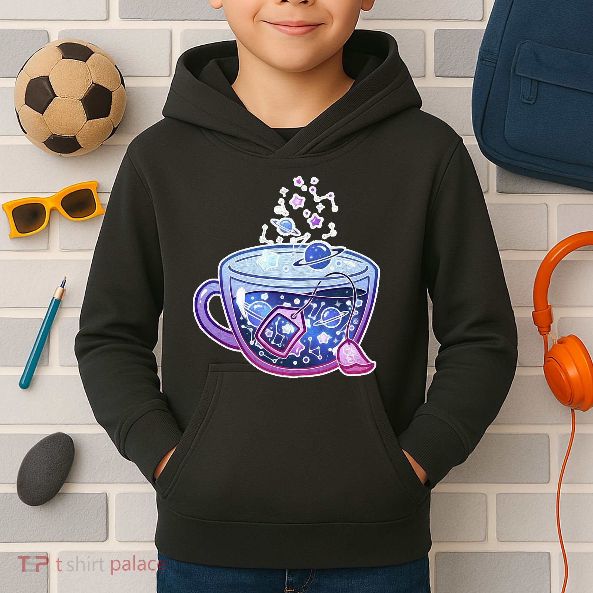 Galaxy Tea Cool Space Graphic Kids Hoodie