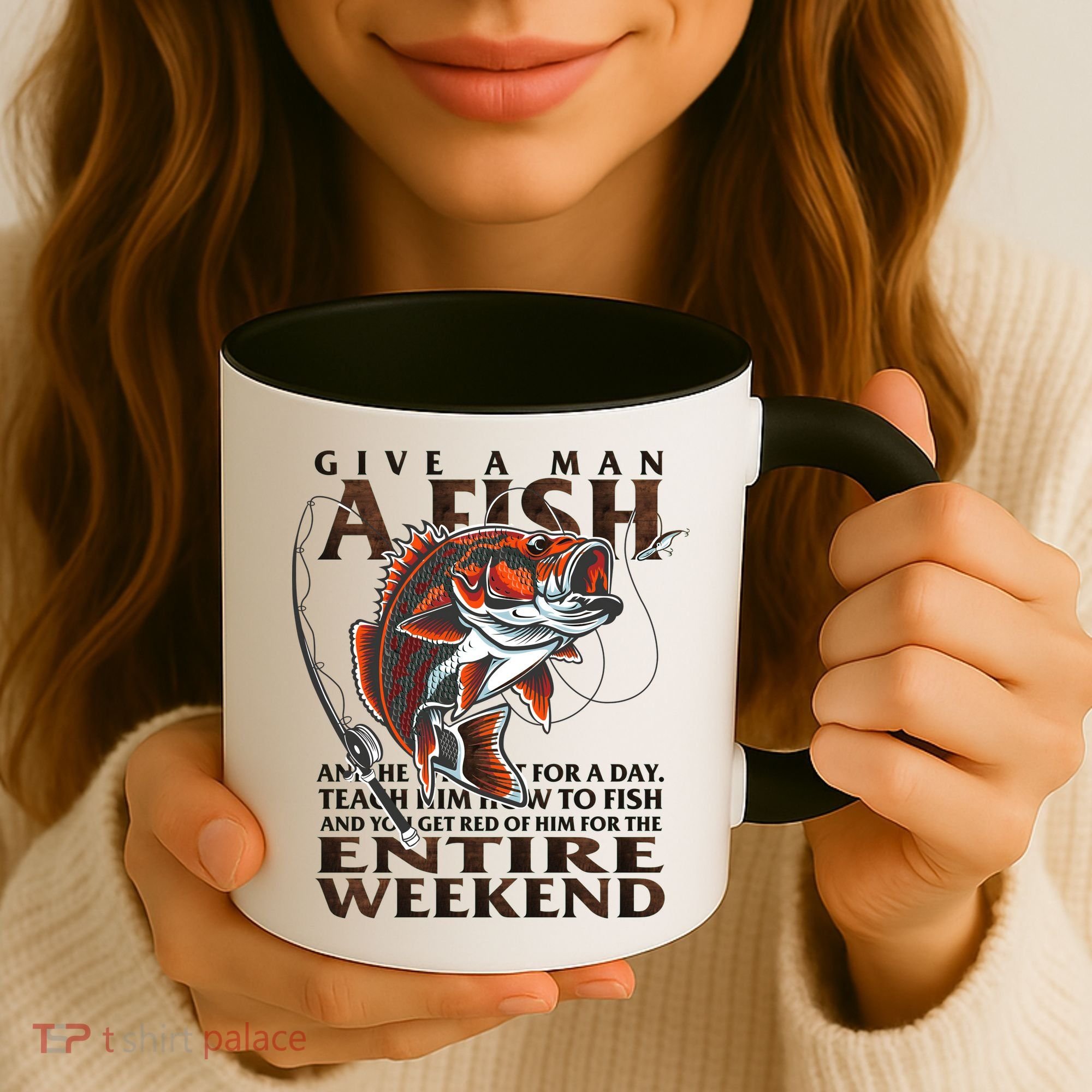 Give A Man A Fish Funny Fishing Fanatic Coffee Mug