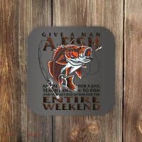 Give A Man A Fish Funny Fishing Fanatic Coaster thumb 0