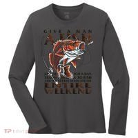 Give A Man A Fish Funny Fishing Fanatic Women's Long Sleeve Shirt thumb 0