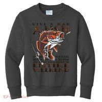 Give A Man A Fish Funny Fishing Fanatic Kids Sweatshirt thumb 0
