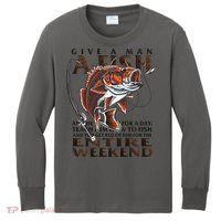 Give A Man A Fish Funny Fishing Fanatic Kids Long Sleeve Shirt thumb 0