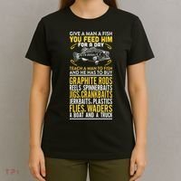 Give A Man A Fish You Feed Him For A Day Teach Him To Fish Funny T-Shirt thumb 4