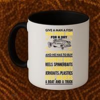 Give A Man A Fish You Feed Him For A Day Teach Him To Fish Funny Coffee Mug thumb 2