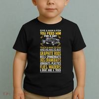 Give A Man A Fish You Feed Him For A Day Teach Him To Fish Funny Toddler T-Shirt thumb 2