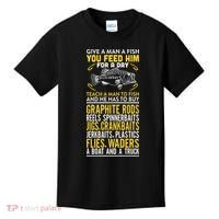 Give A Man A Fish You Feed Him For A Day Teach Him To Fish Funny Kids T-Shirt thumb 0