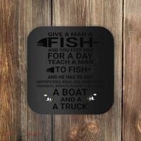 Give A Man A Fish Or Teach Him To Fish Fishing Coaster thumb 0