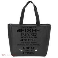 Give A Man A Fish Or Teach Him To Fish Fishing Tote Bag thumb 0