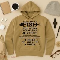Give A Man A Fish Or Teach Him To Fish Fishing Hoodie thumb 3