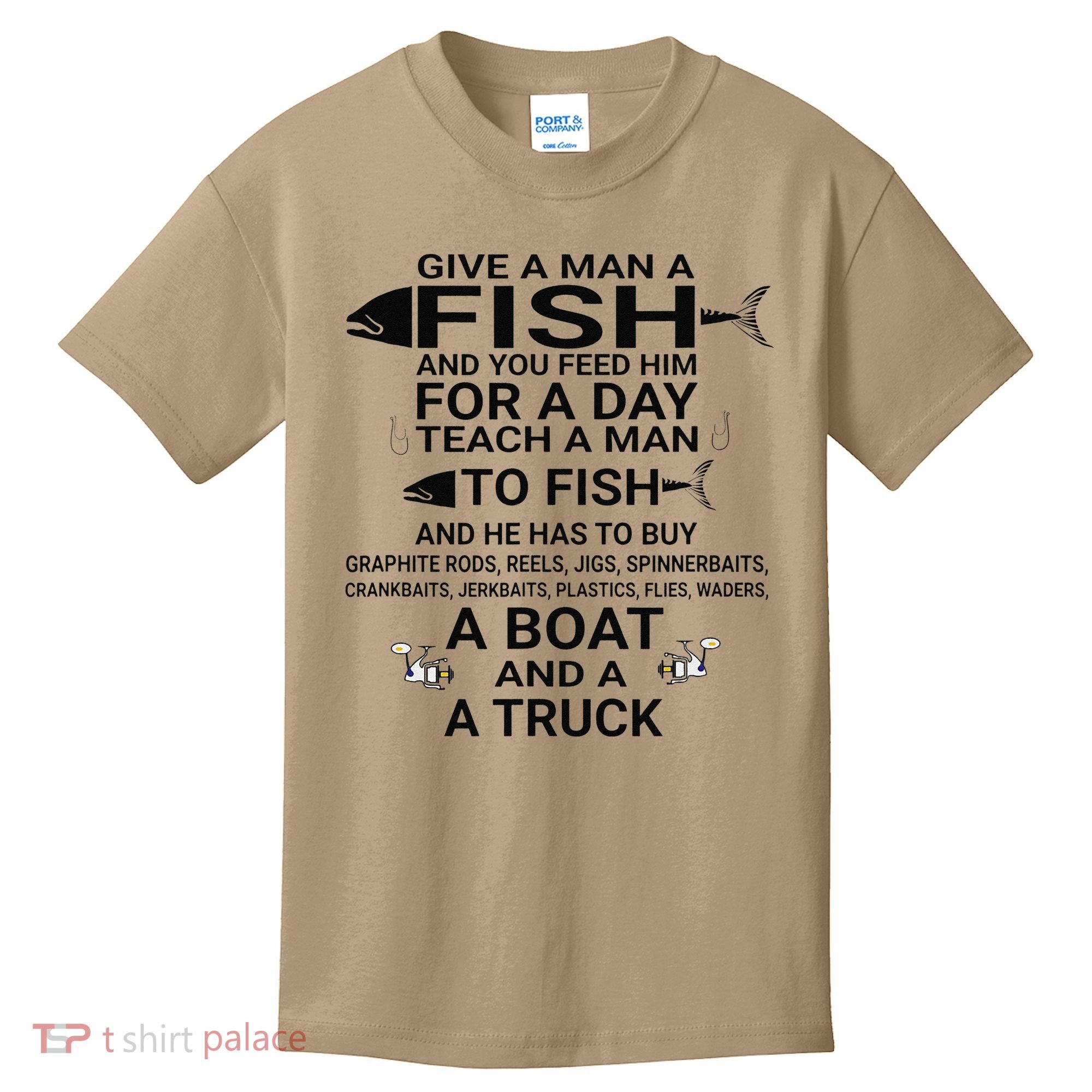 Give A Man A Fish Or Teach Him To Fish Fishing Kids T-Shirt