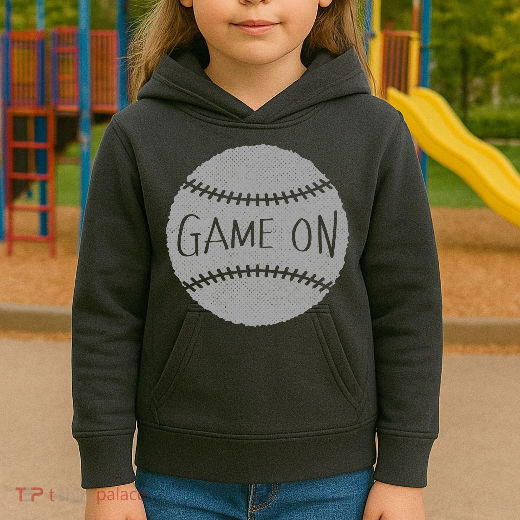Game On Baseball Kids Hoodie