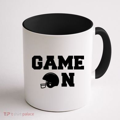 Game On Football Fan Helmet Coffee Mug back