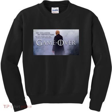 Game Over Donald J Trump No Collusion  Kids Sweatshirt