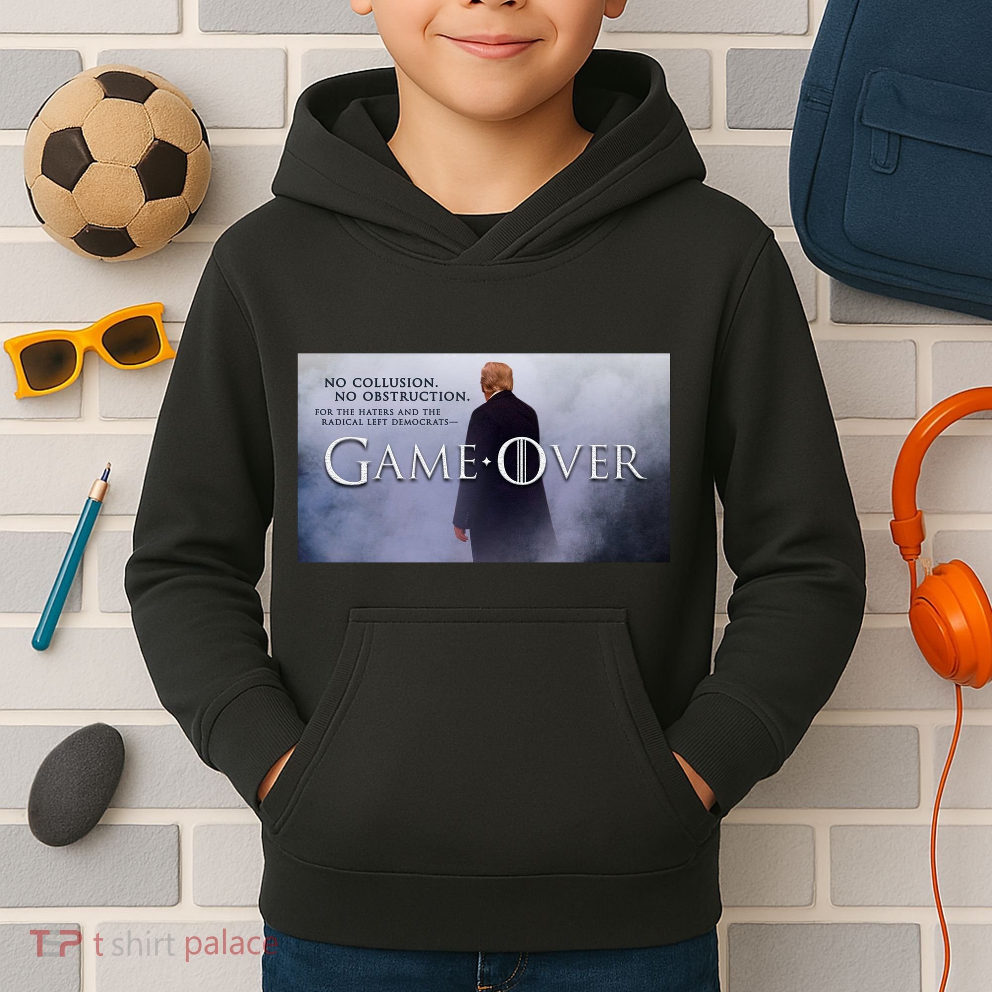 Game Over Donald J Trump No Collusion  Kids Hoodie