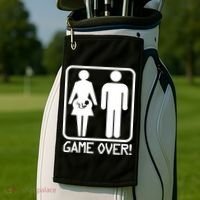 Game Over Pregnant Funny Golf Towel thumb 2