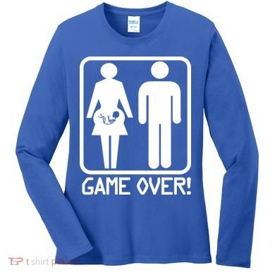 Game Over Pregnant Funny Women's Long Sleeve Shirt