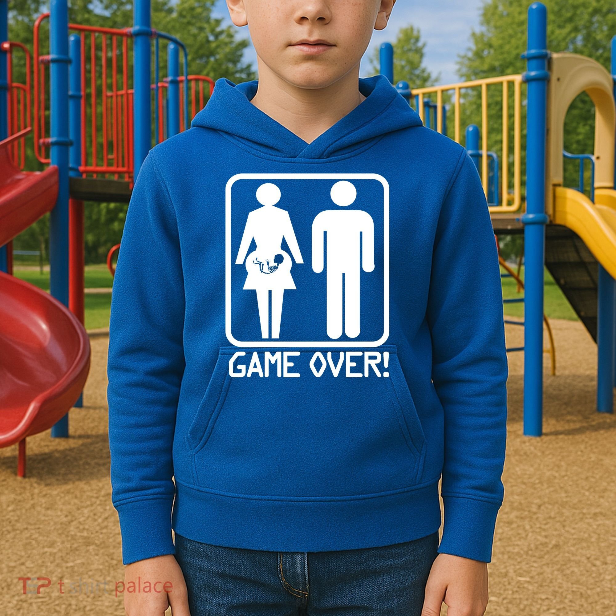 Game Over Pregnant Funny Kids Hoodie