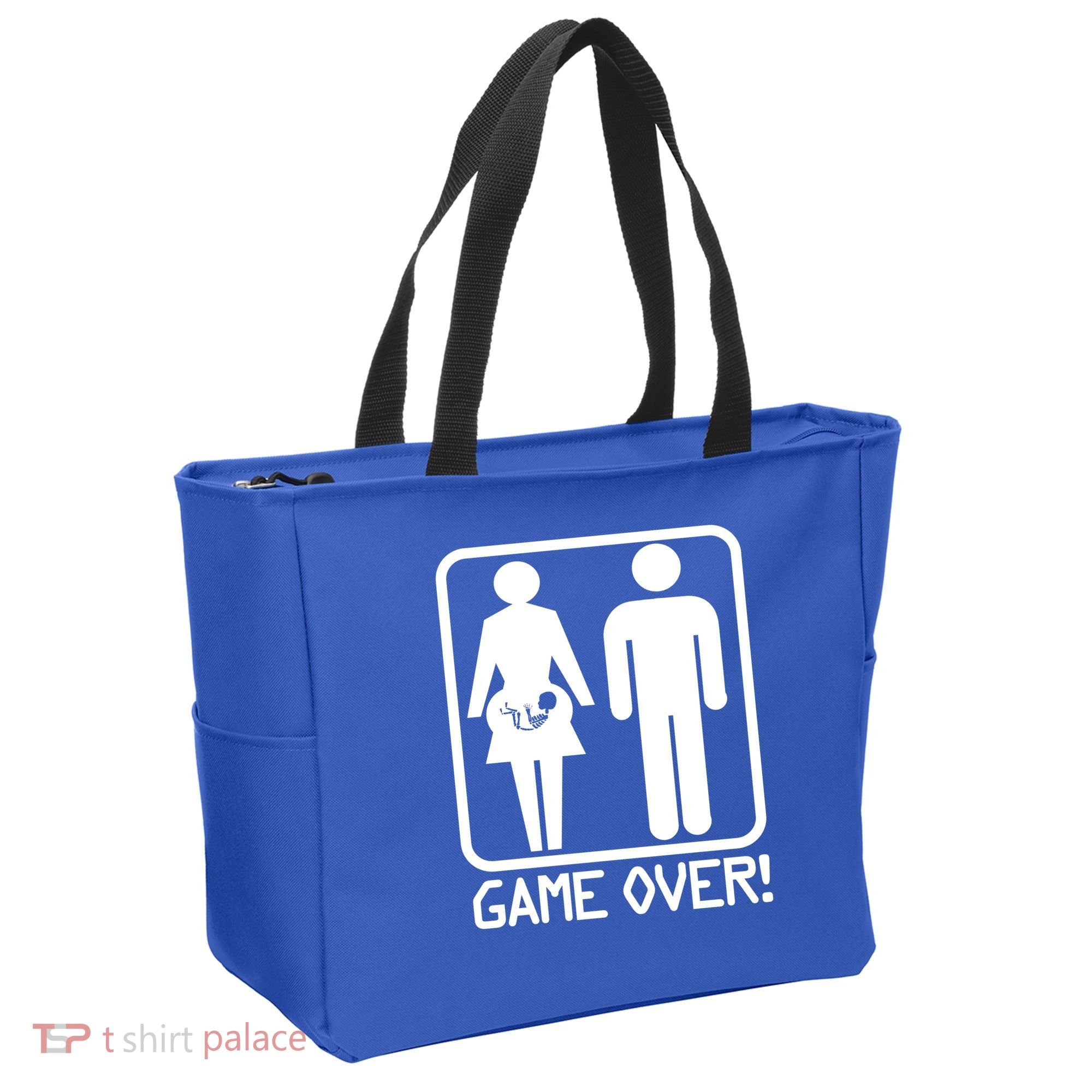 Game Over Pregnant Funny Tote Bag