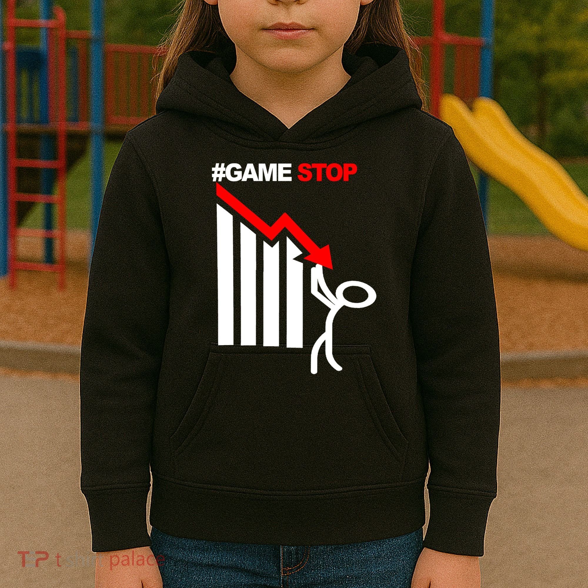 Game Stop Decline Fall Stock Invest Kids Hoodie