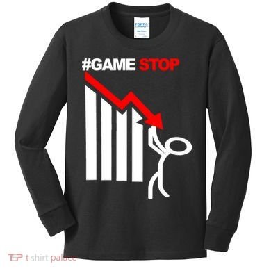 Game Stop Decline Fall Stock Invest Kids Long Sleeve Shirt