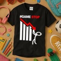 Game Stop Decline Fall Stock Invest Kids T-Shirt thumb 3