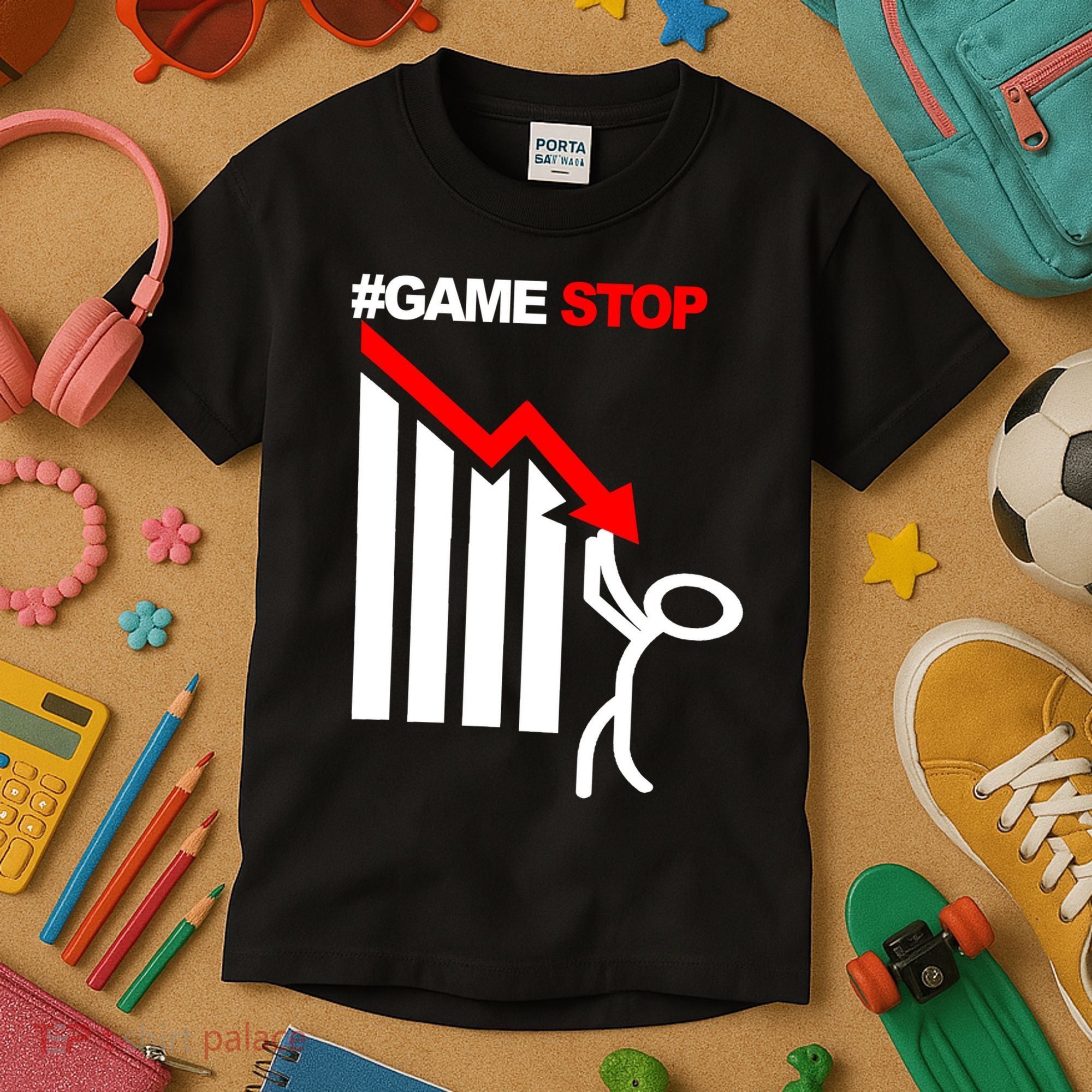 Game Stop Decline Fall Stock Invest Kids T-Shirt