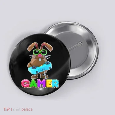 Gamer Easter Bunny Button