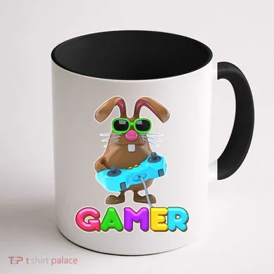 Gamer Easter Bunny Coffee Mug back