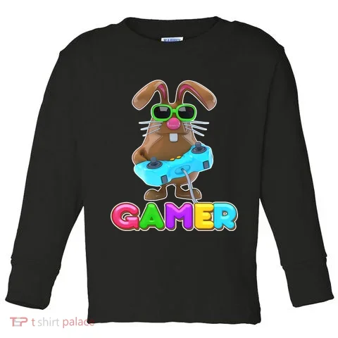 Gamer Easter Bunny Toddler Long Sleeve in the selected color