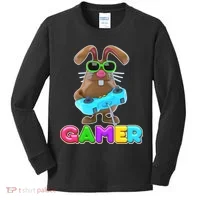 Gamer Easter Bunny Kids Long Sleeve Shirt thumb 0