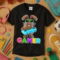 Gamer Easter Bunny Kids T-Shirt thumb 3