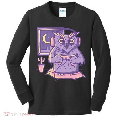 Gamer Owl Kids Long Sleeve Shirt