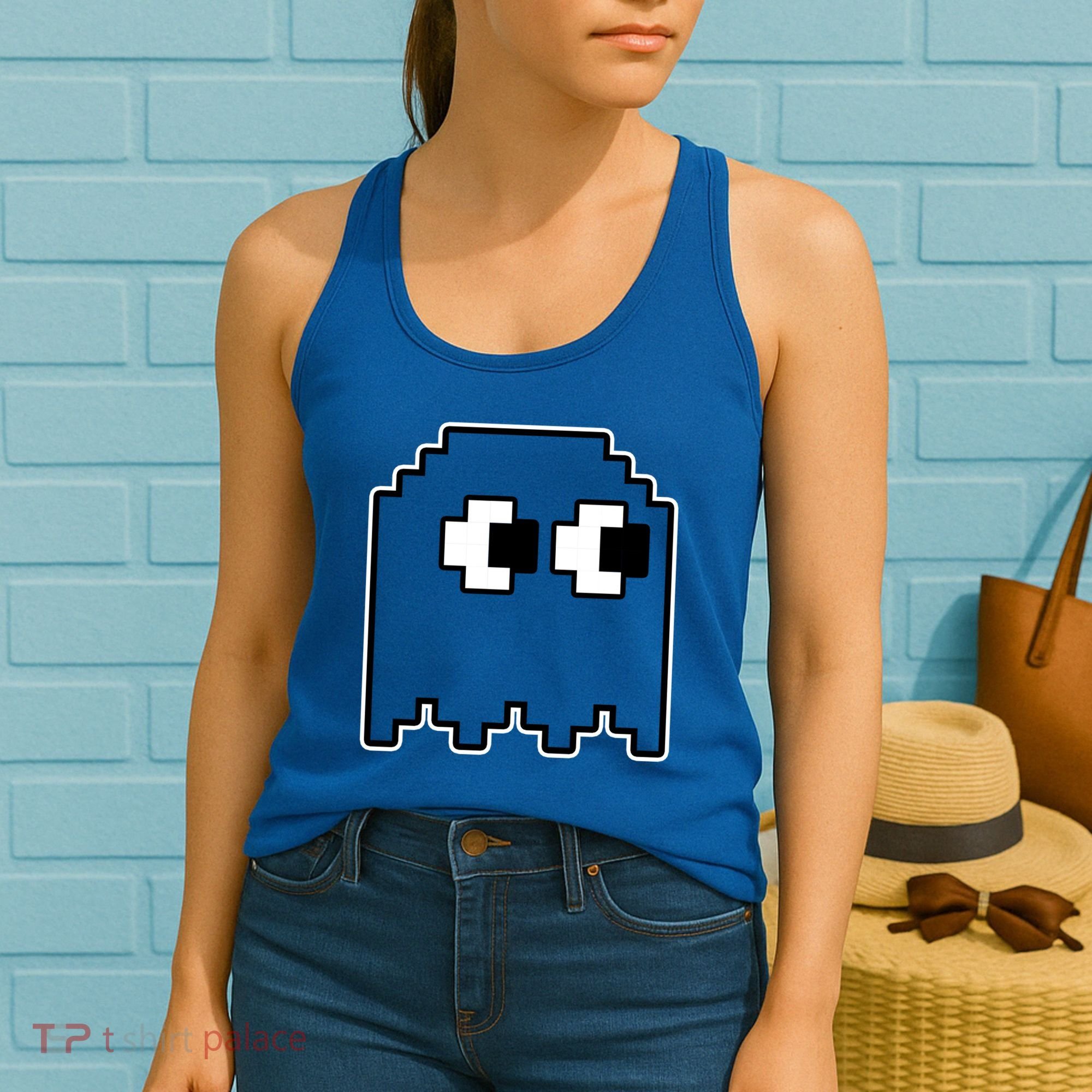 Gamer Retro Pixel Ghost Funny Halloween Women's Tank Top