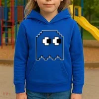 Gamer Retro Pixel Ghost Funny Halloween Kids Hoodie thumb 3