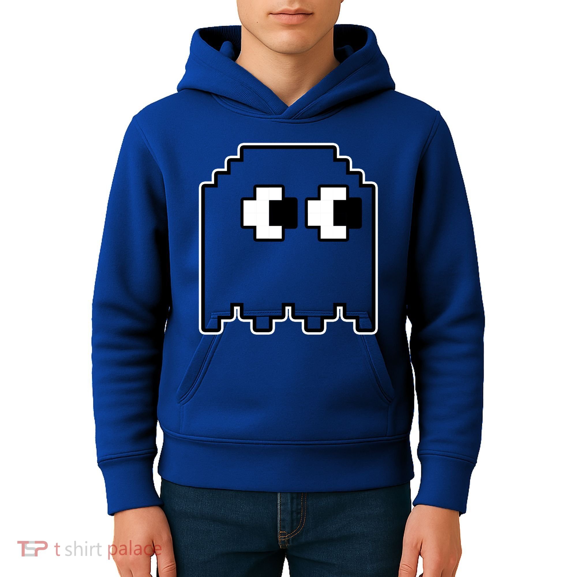 Gamer Retro Pixel Ghost Funny Halloween Kids Hoodie