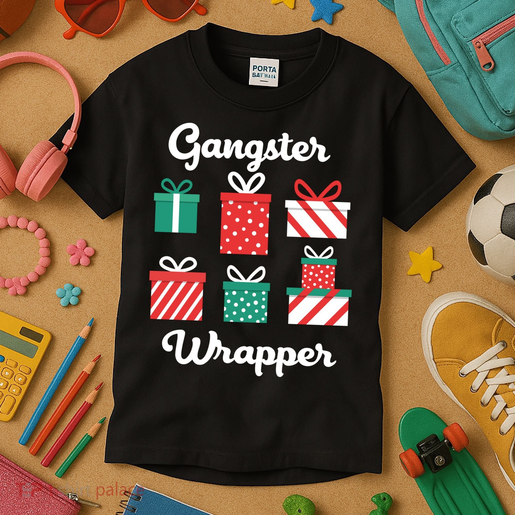 Gangsta Wrapper Funny Christmas Gift Kids T-Shirt